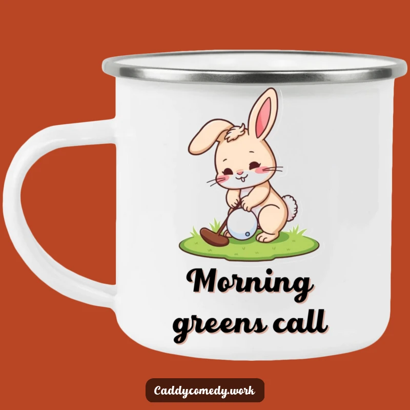 Funny Rabbit Golfer Camping Mug: Playful Character Putting Outdoor Gift