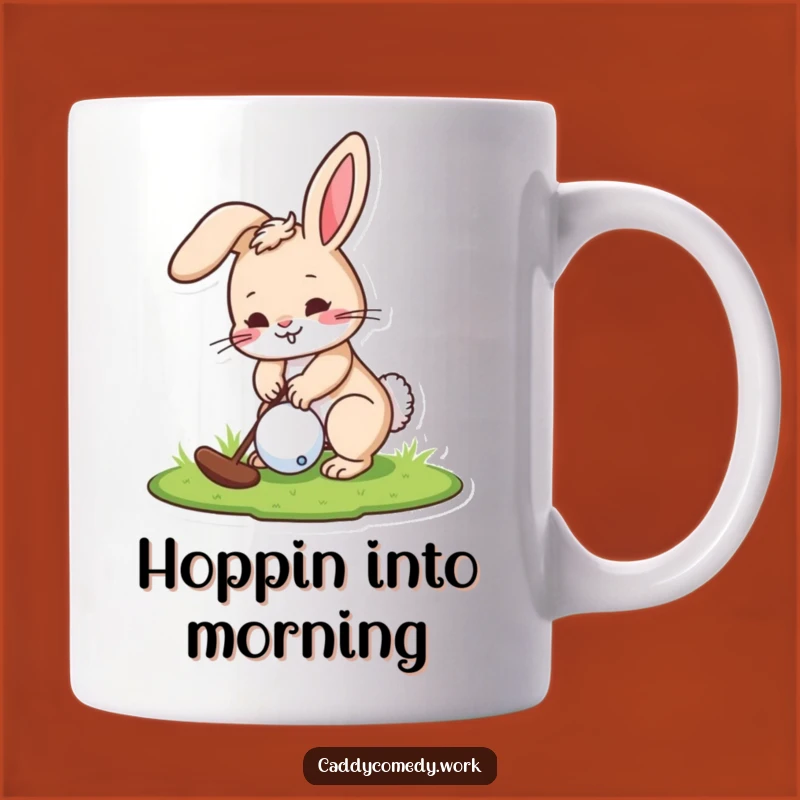 Funny Rabbit Golfer Mug: Playful Character Putting Golf Ball Gift