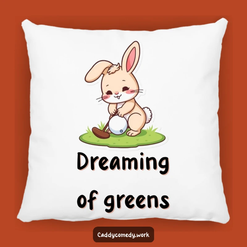 Funny Rabbit Golfer Pillow: Playful Character Putting Accent