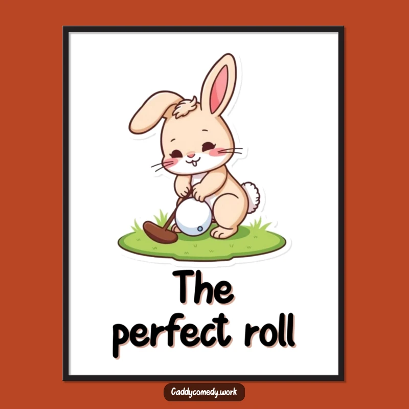 Funny Rabbit Golfer Digital Art Print: Playful Character Putting Decor