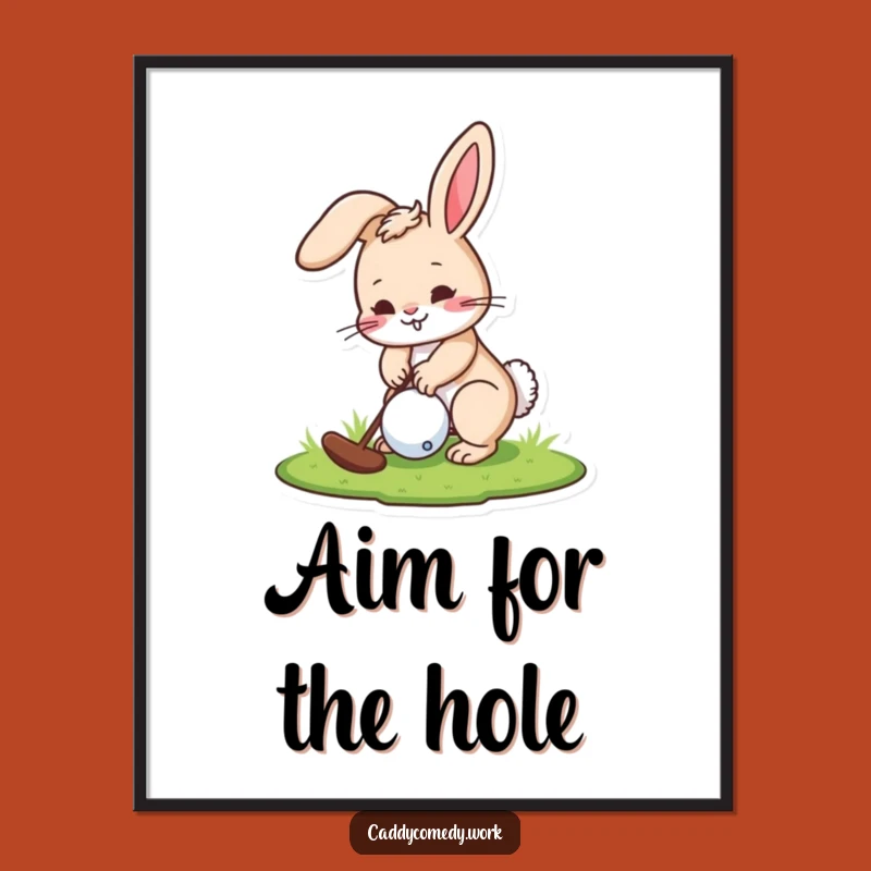 Funny Rabbit Golfer Poster: Playful Character Putting Wall Art