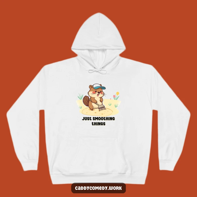 Funny Beaver Golfer Hoodie: Diligent Character Raking Sand Trap Gift