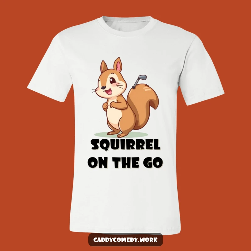 Funny Squirrel Golfer T-Shirt: Cheerful Character with Golf Bag Tee