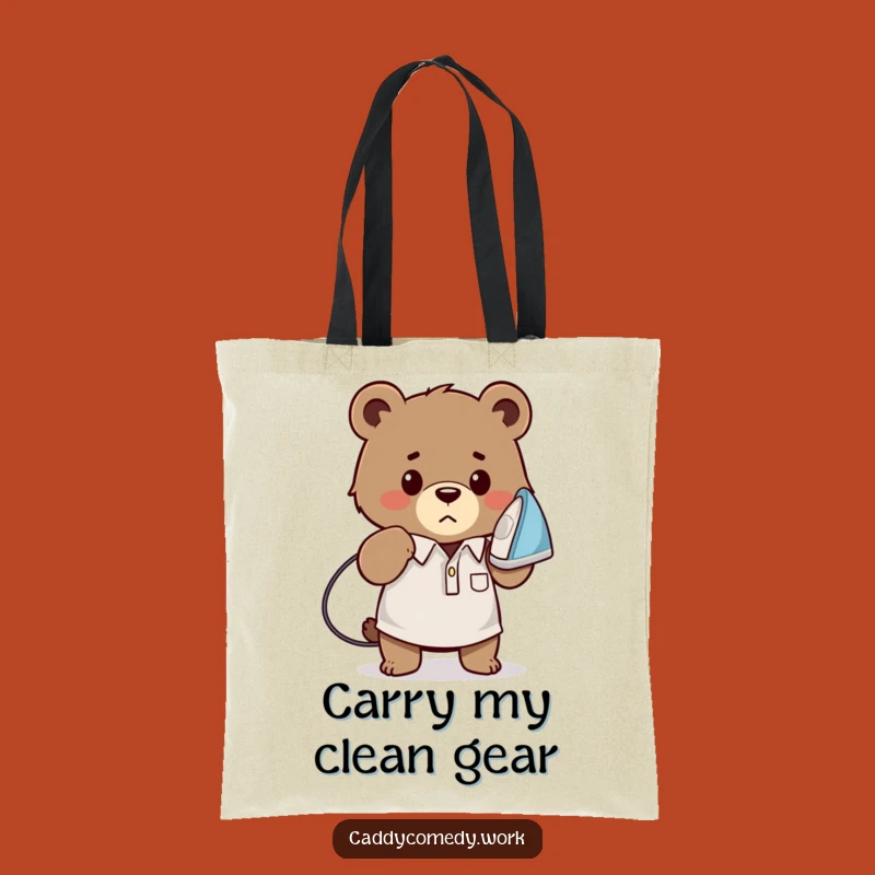 Funny Bear Golfer Tote Bag - Spacious and Determined Carry-All for Golf Gear!