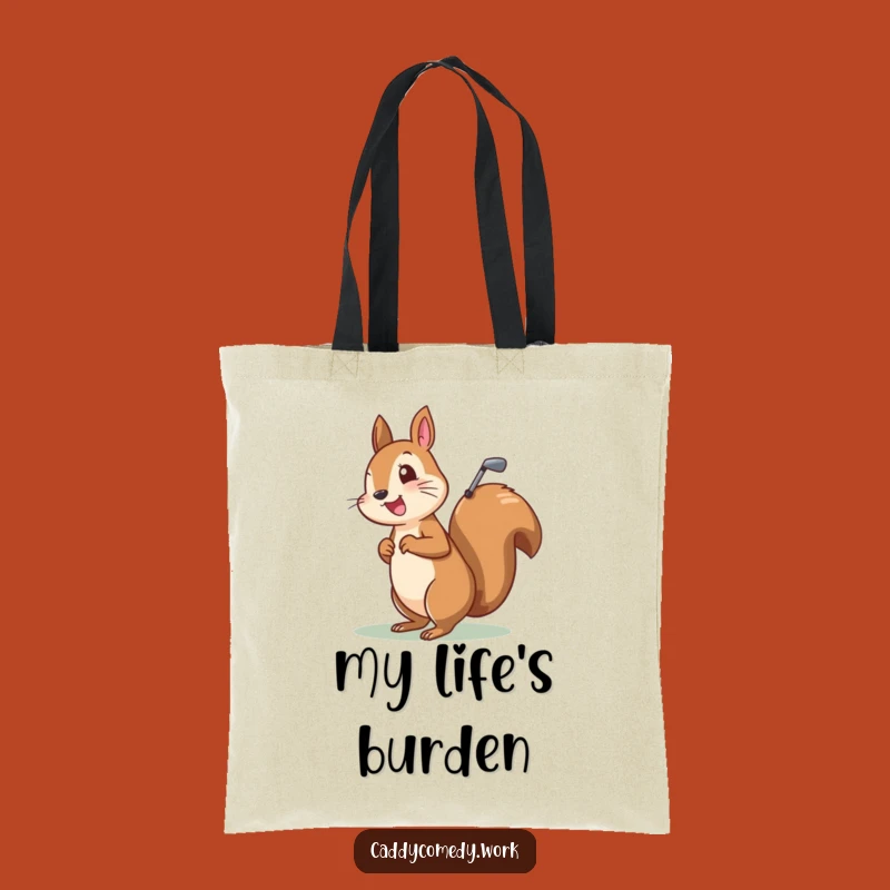 Funny Squirrel Golfer Tote Bag: Cheerful Character Golf Bag Carryall